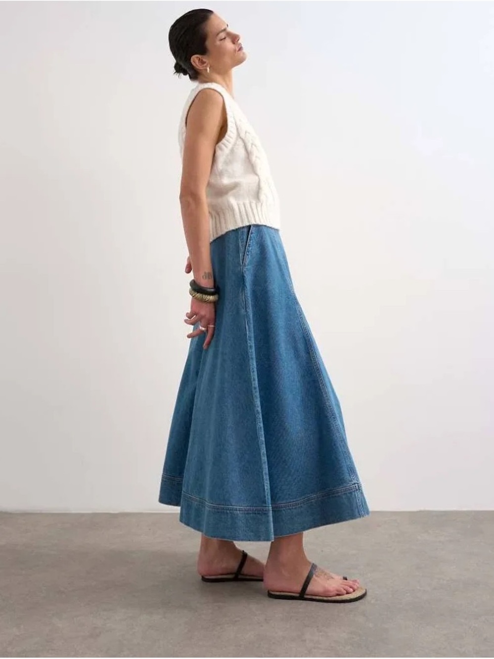 Topshop Denim Maxi Skirt